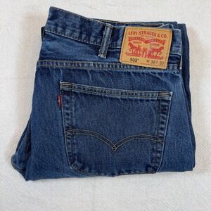 Levi's 505 Jeans Mens Size W38xL32 Regular Fit Dark Wash‎ Denim Pants